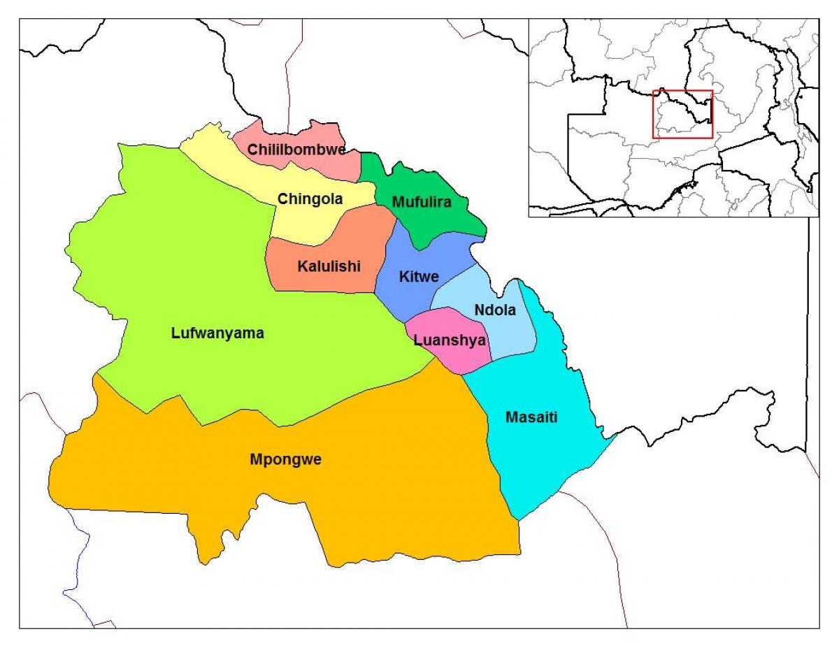 ramani ya mkoa wa copperbelt Zambia